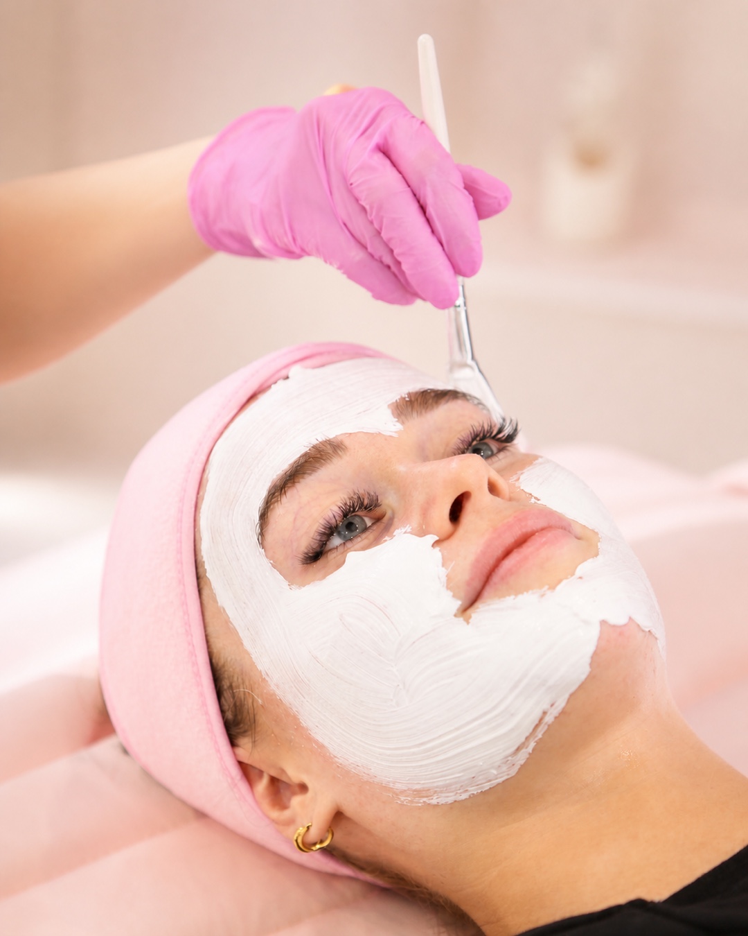 Client receiving a creamy mask facial at LA Skin Spa